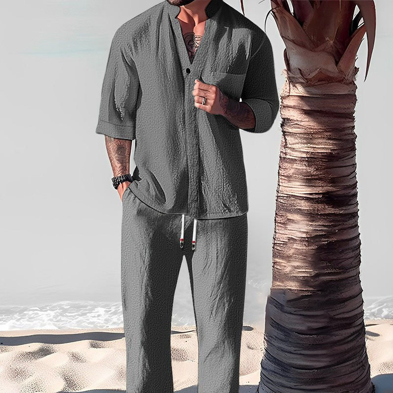 Victor - Men's Two-Piece Cotton Set: Top and Pants