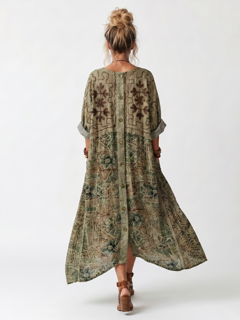 Apollonia - Robe bohème femme boutonnée avec imprimé floral