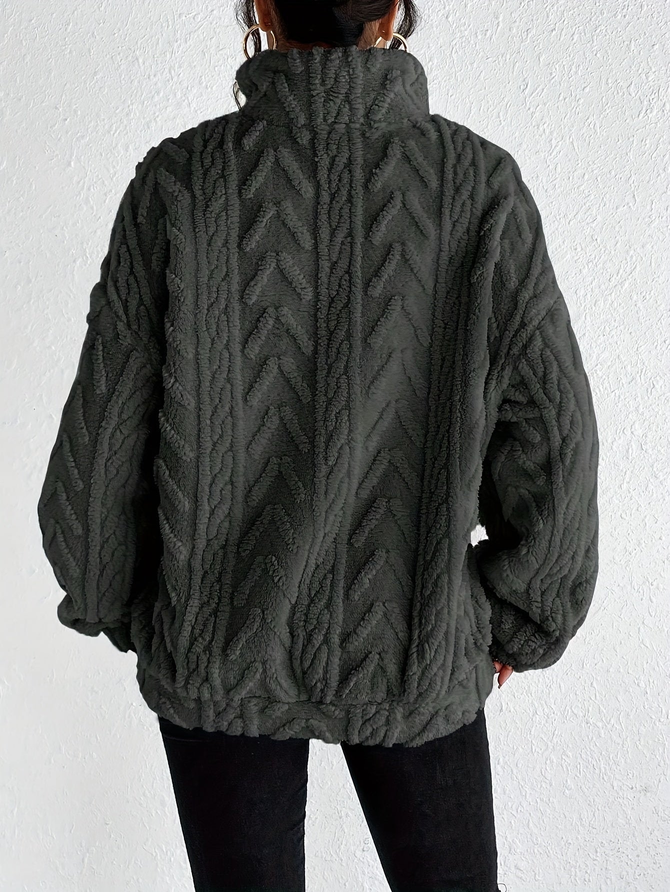 Claudette - Luxe Cable Knit Fleece Sweatshirt