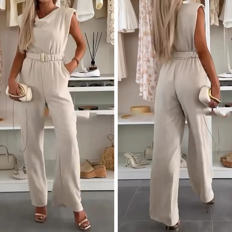 Loxellea - Women's Flowy Jumpsuit with Defined Waist, Elegant, Everyday Wear