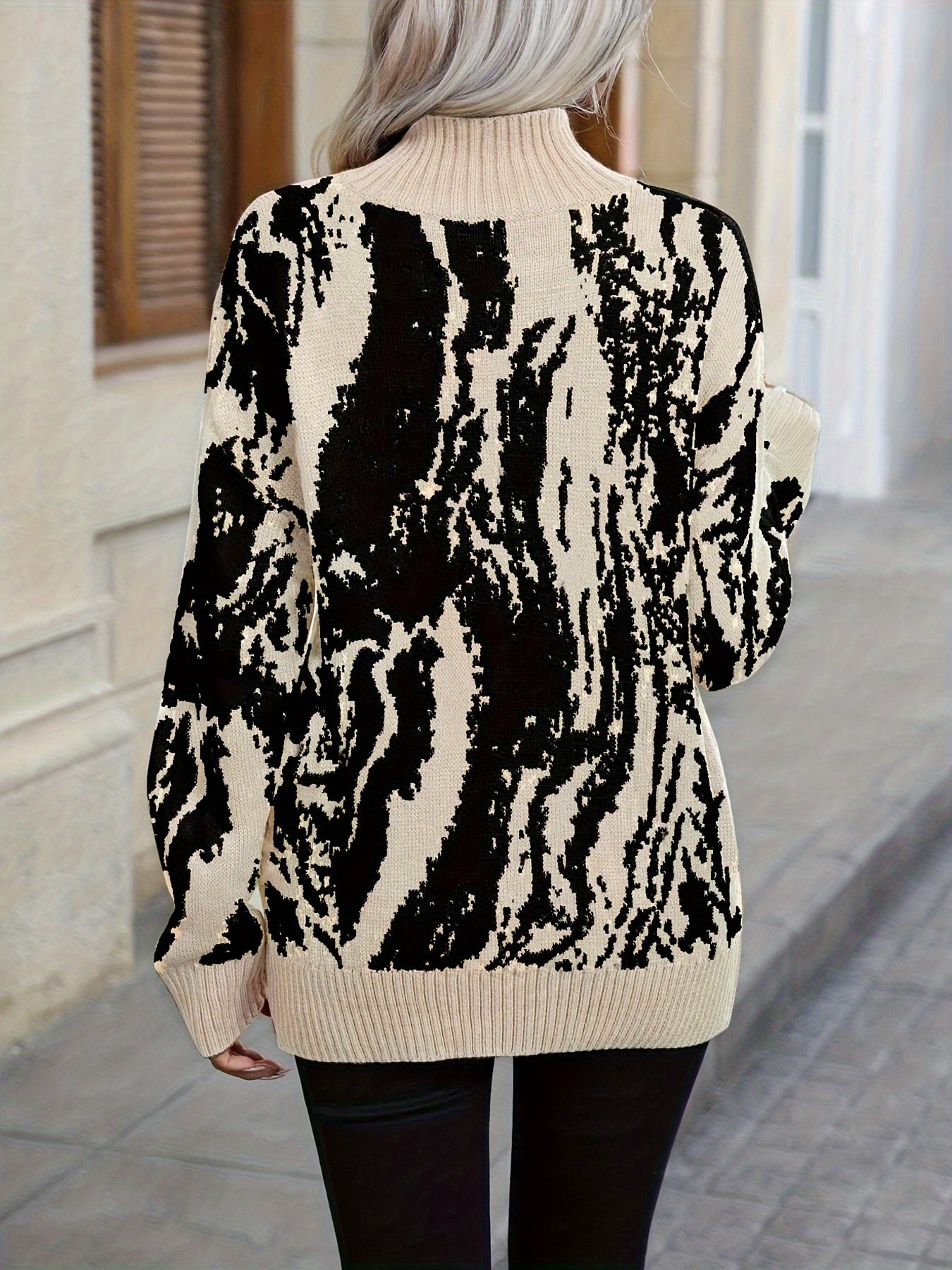 Nicole - Elegant Two-Tone High Neck Sweater