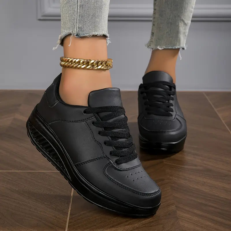 Brelina - Women's Platform Lace-Up Trainers, Synthetic Leather, Everyday Comfort