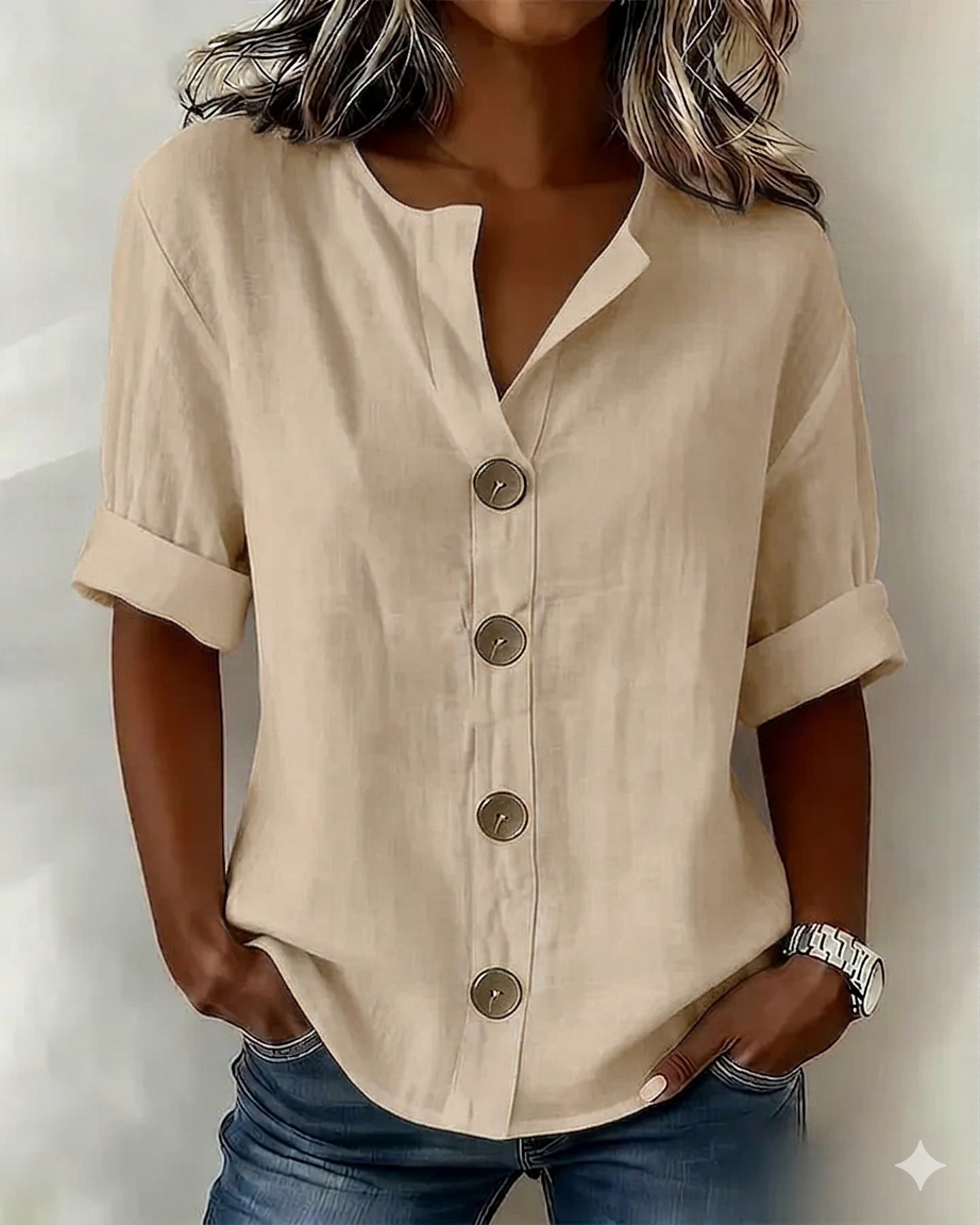 Pavixa - Women's Lightweight Button-Up Blouse, Flowy Fit for Summer