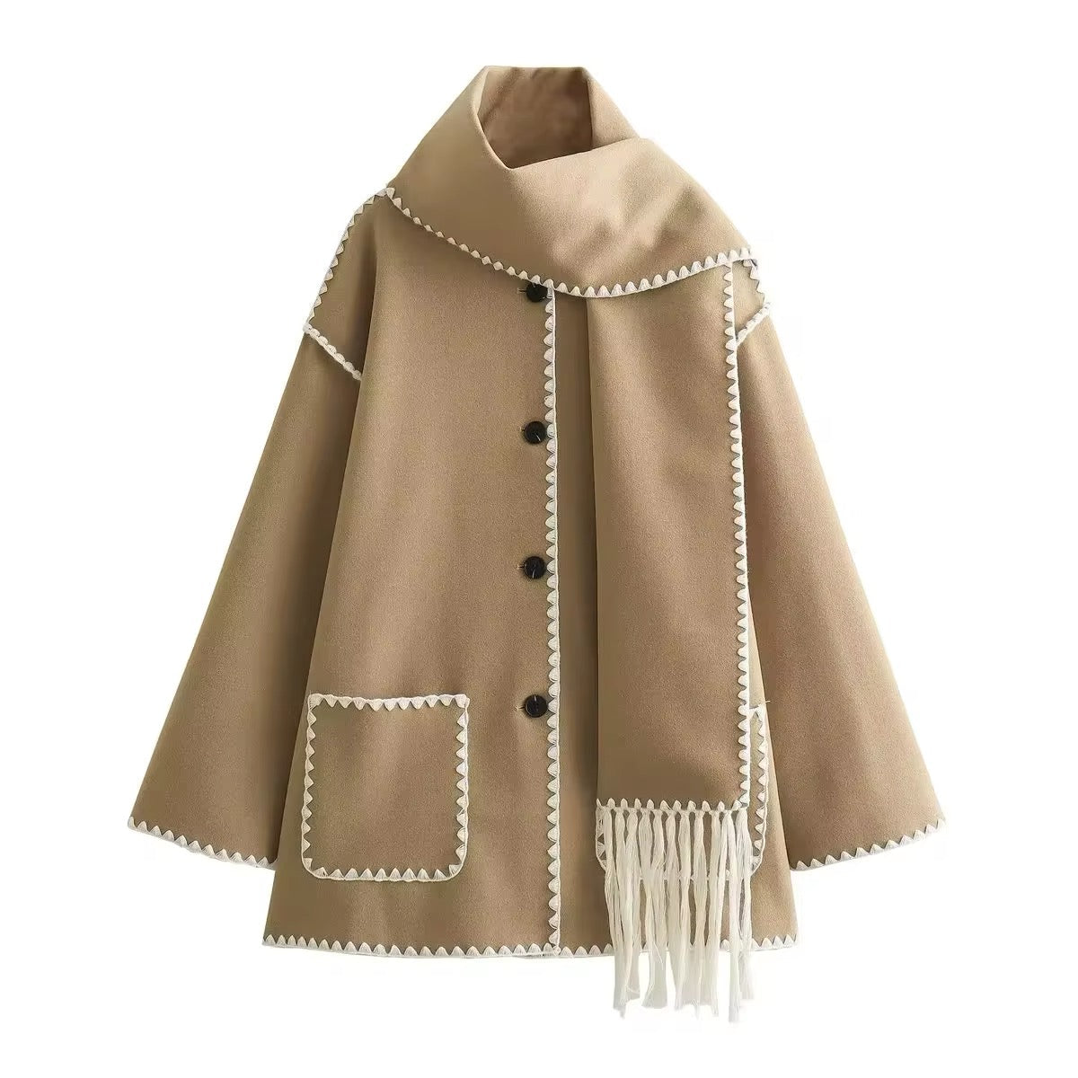Antoinette - Elegant Coat with Round Neck and Pockets