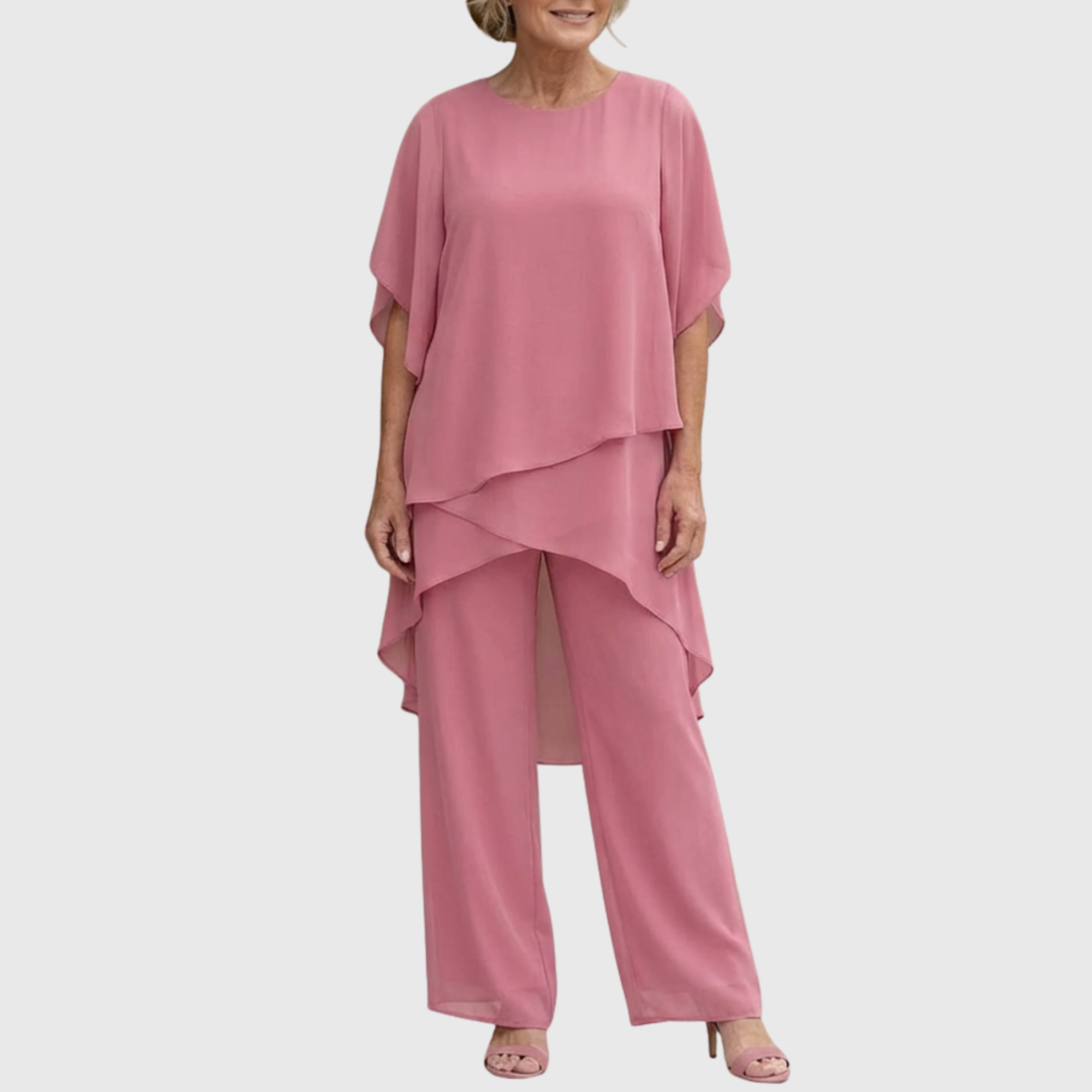 Fosira - Women's Elegant Draped Flowy Palazzo Pants Set