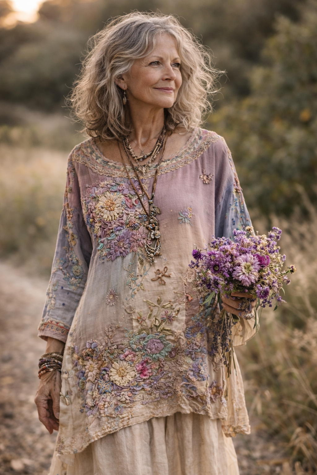 Oryndra - Women's Artistic Patchwork Flowy Comfortable Bohemian Style Daily Dress