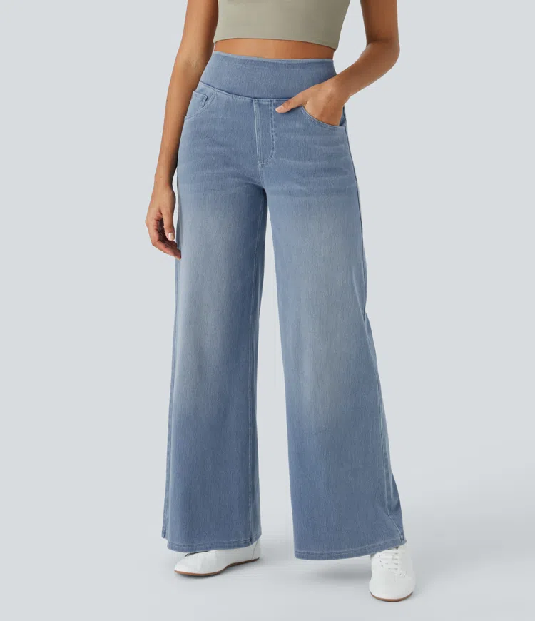 Ruvessa - Women's High Waisted Wide Leg Jeans, Very Stretchy, Modern Fit