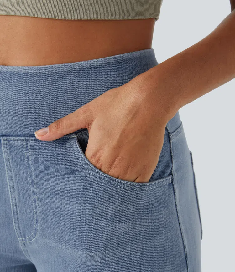 Ruvessa - Women's High Waisted Wide Leg Jeans, Very Stretchy, Modern Fit