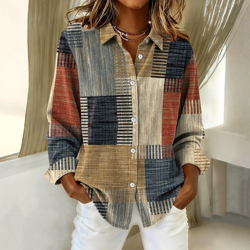 Pavelya - Vintage Color Block Blouse 