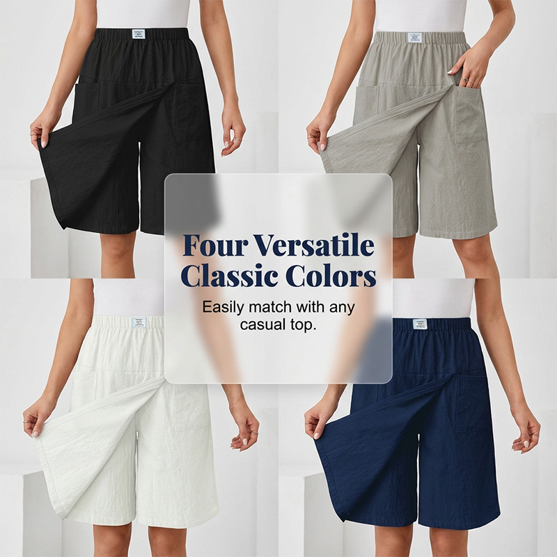 Mirevyn - Women's casual dress elastic waist asymmetrical skirt shorts