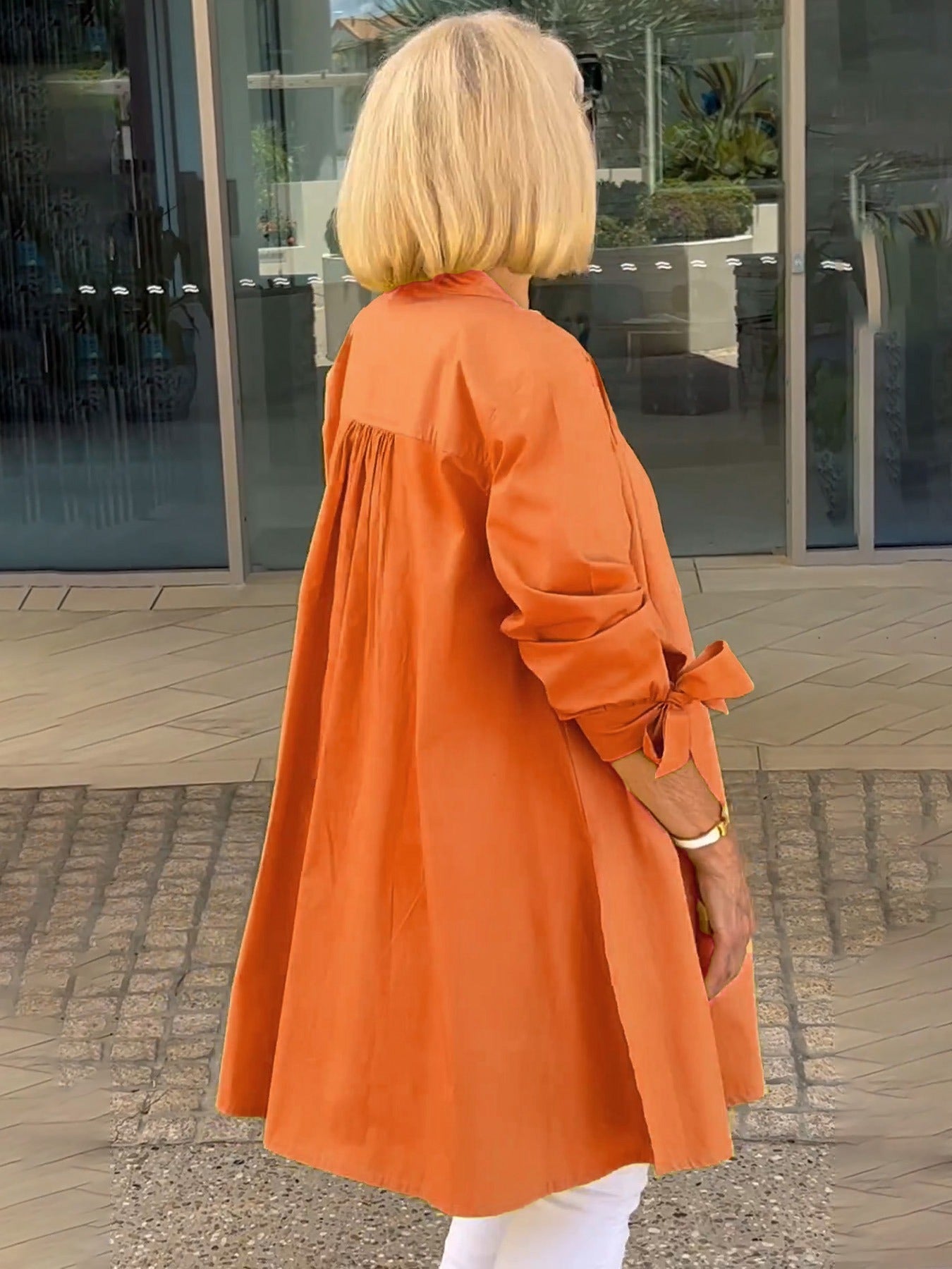 Liora - Long Button-Down Cotton Shirt Jacket (Today only: Buy 1, get 1 free!)