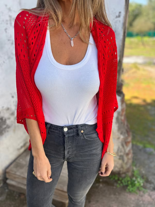 Alithia - Hollow out half-sleeve cardigan