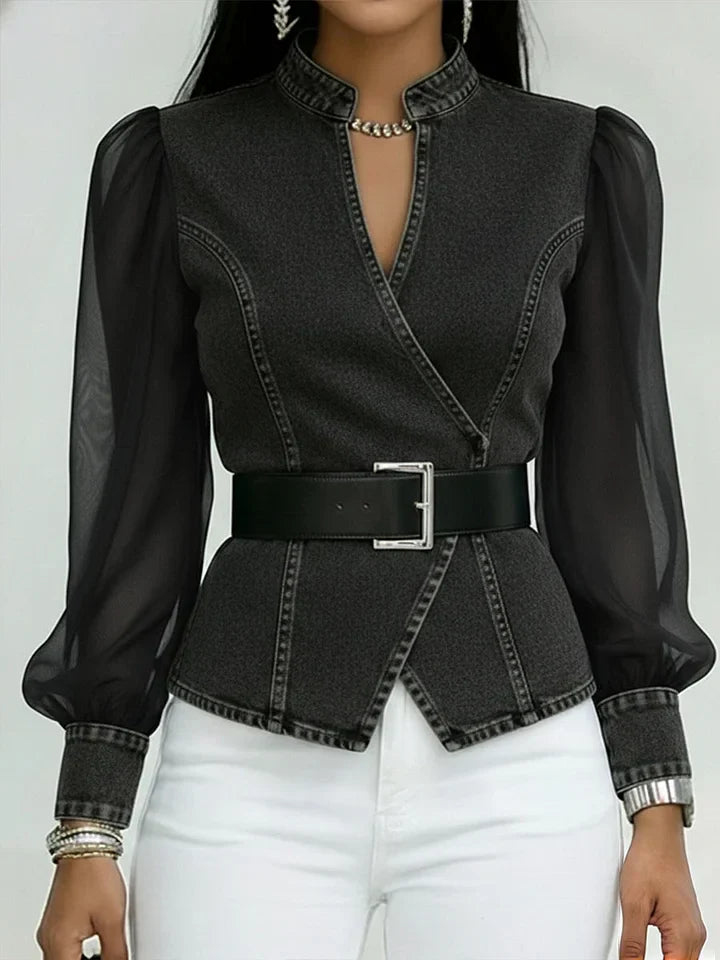 Quinellea - Structured Elegant Denim Blouse