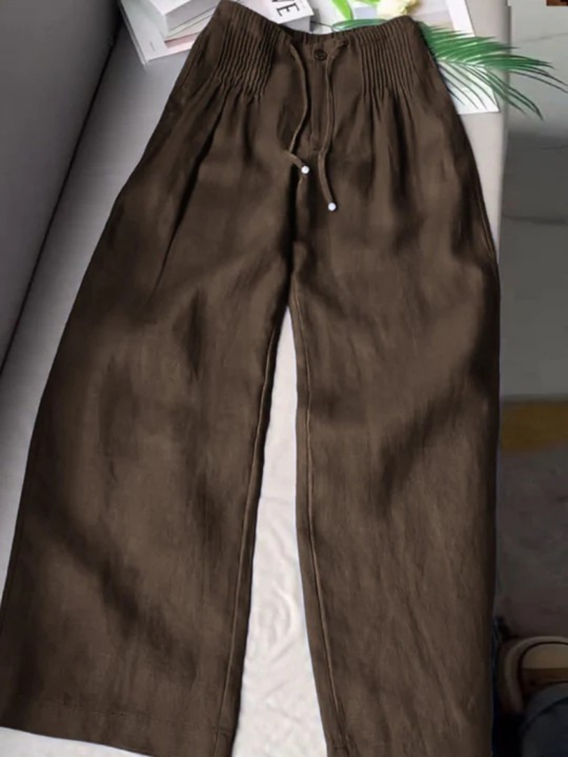 Noryssa - Wide Leg Trousers in Cotton and Linen Blend