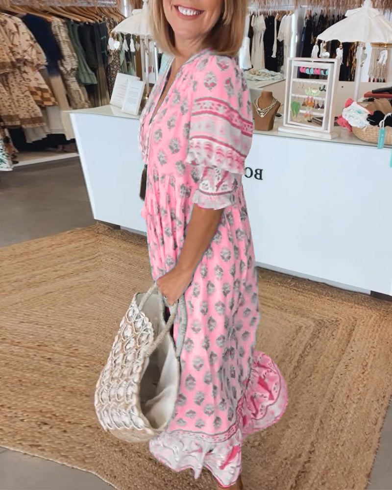 Flavie - Loose Fit Casual Dress with Print