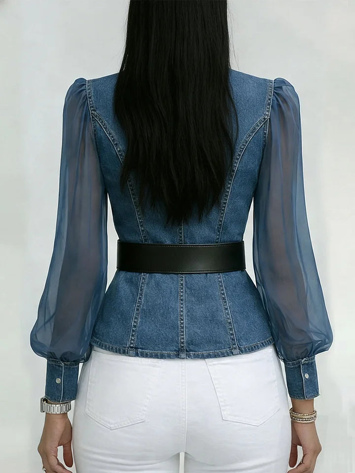 Quinellea - Structured Elegant Denim Blouse