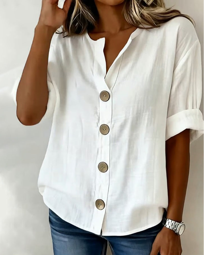 Pavixa - Women's Lightweight Button-Up Blouse, Flowy Fit for Summer
