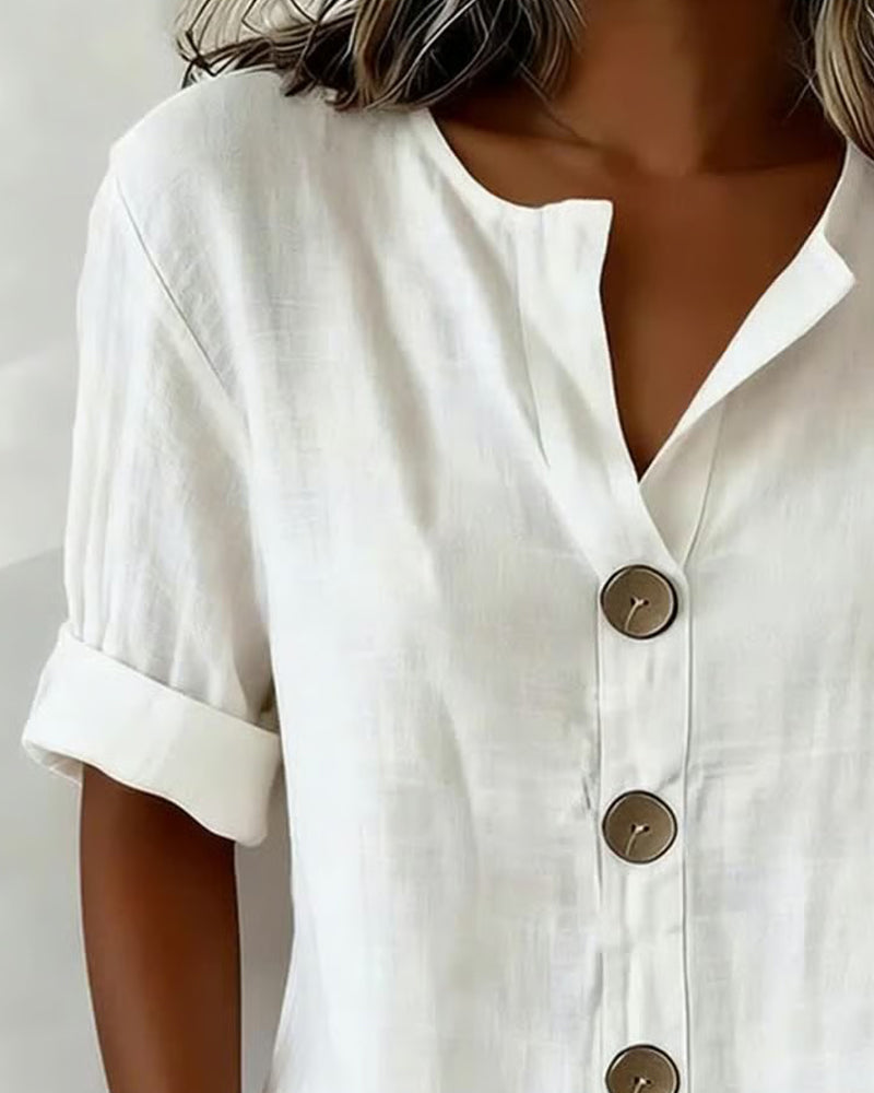 Pavixa - Women's Lightweight Button-Up Blouse, Flowy Fit for Summer