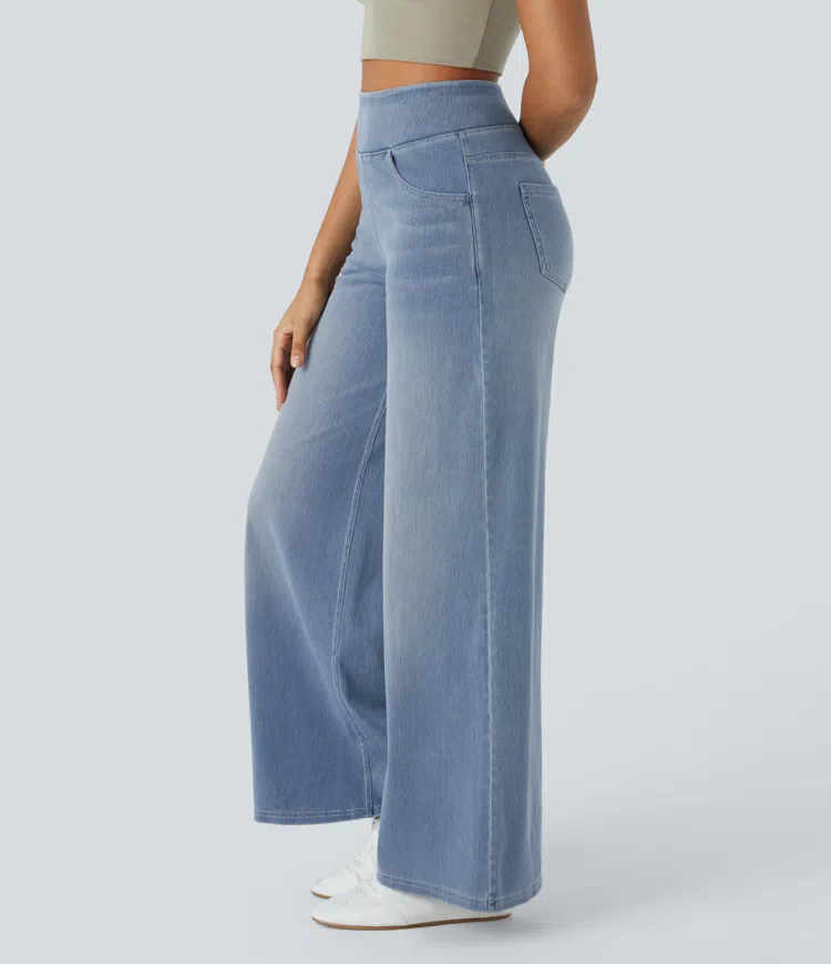 Ruvessa - Women's High Waisted Wide Leg Jeans, Very Stretchy, Modern Fit