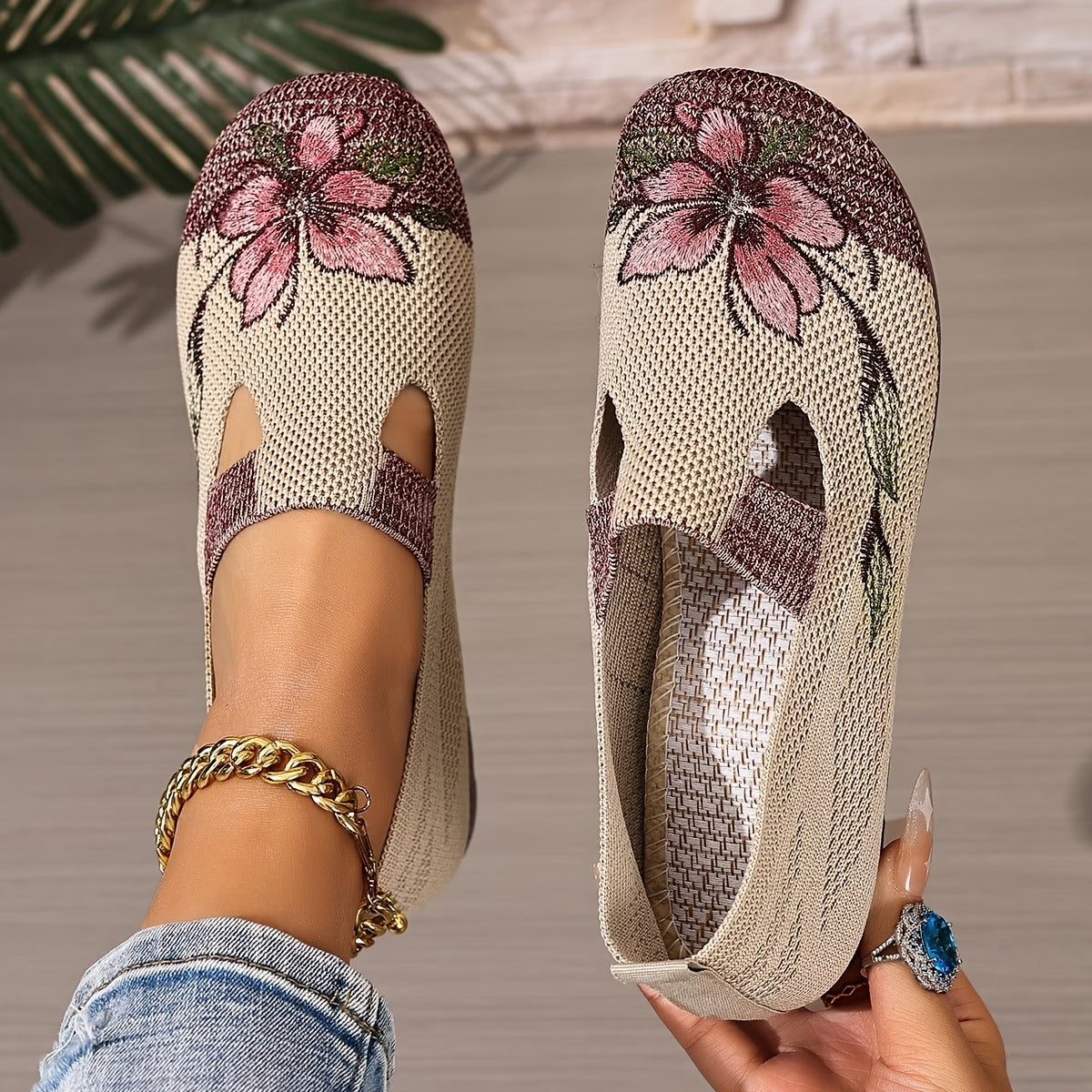 Arixa - Comfortable Breathable Shoes with Floral Embroidery
