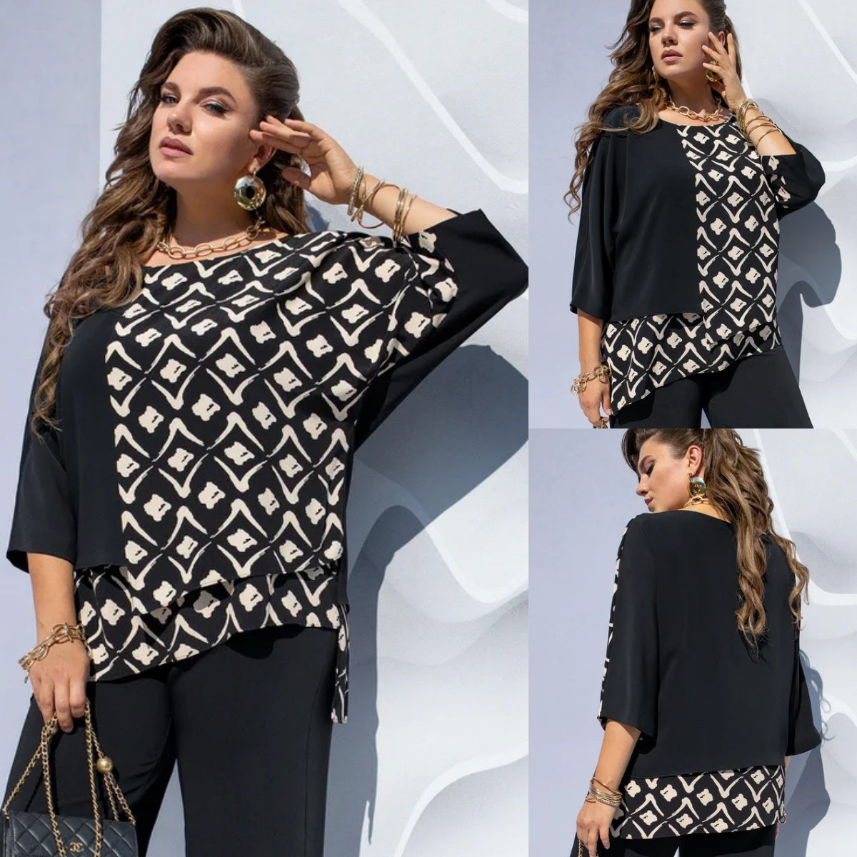 Evaria - Elegant Round Neck Shirt for Women 