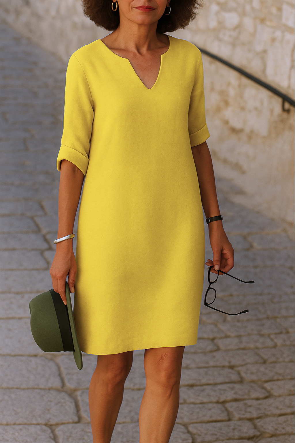 Lunéa - Elegant Dress with V-Neckline