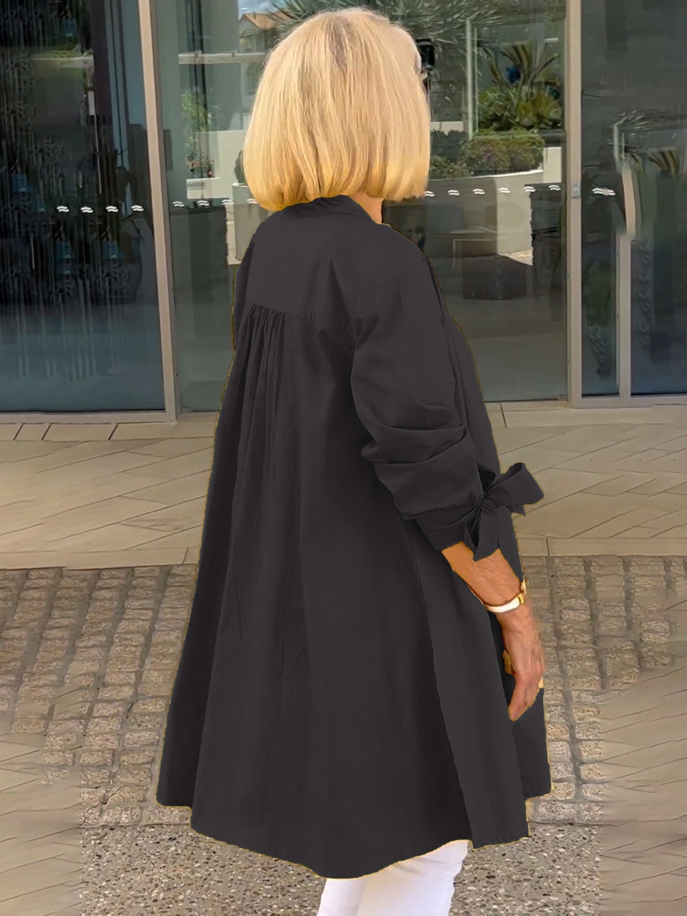 Liora - Long Button-Down Cotton Shirt Jacket (Today only: Buy 1, get 1 free!)