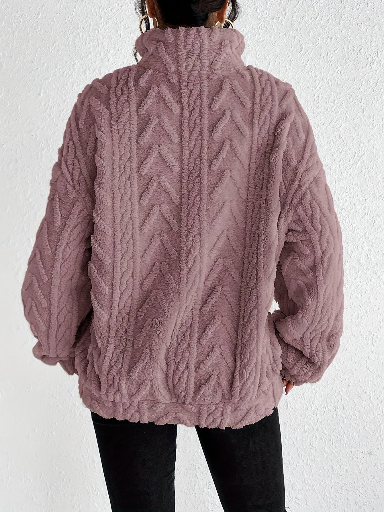 Claudette - Luxe Cable Knit Fleece Sweatshirt