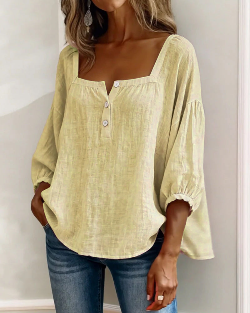 Glyressa - Elegant Women's Square Neck Blouse