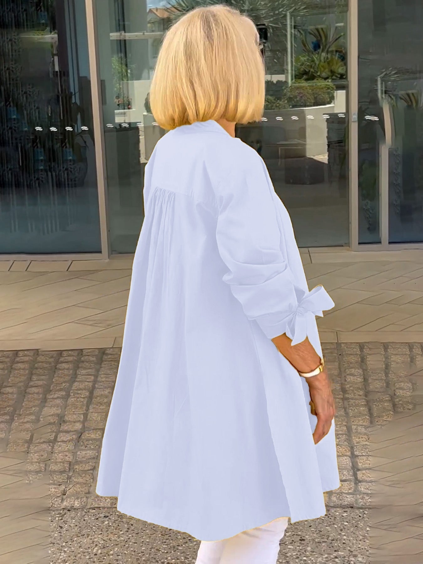 Liora - Long Button-Down Cotton Shirt Jacket (Today only: Buy 1, get 1 free!)