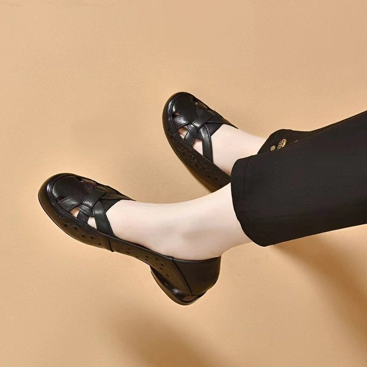 Kavrine - Women's Flat Cutout Leather Elegant Slip-On Shoes