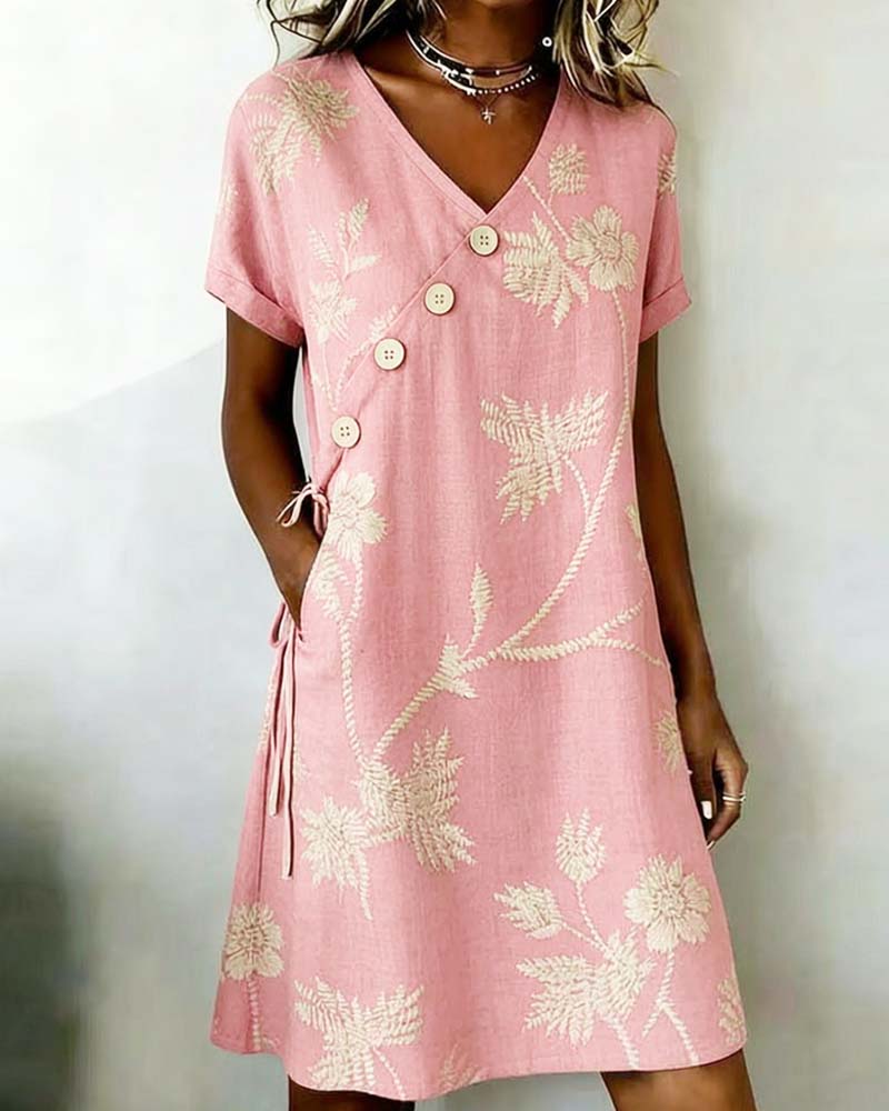 Noëlle - Robe mini femme verte à imprimé floral