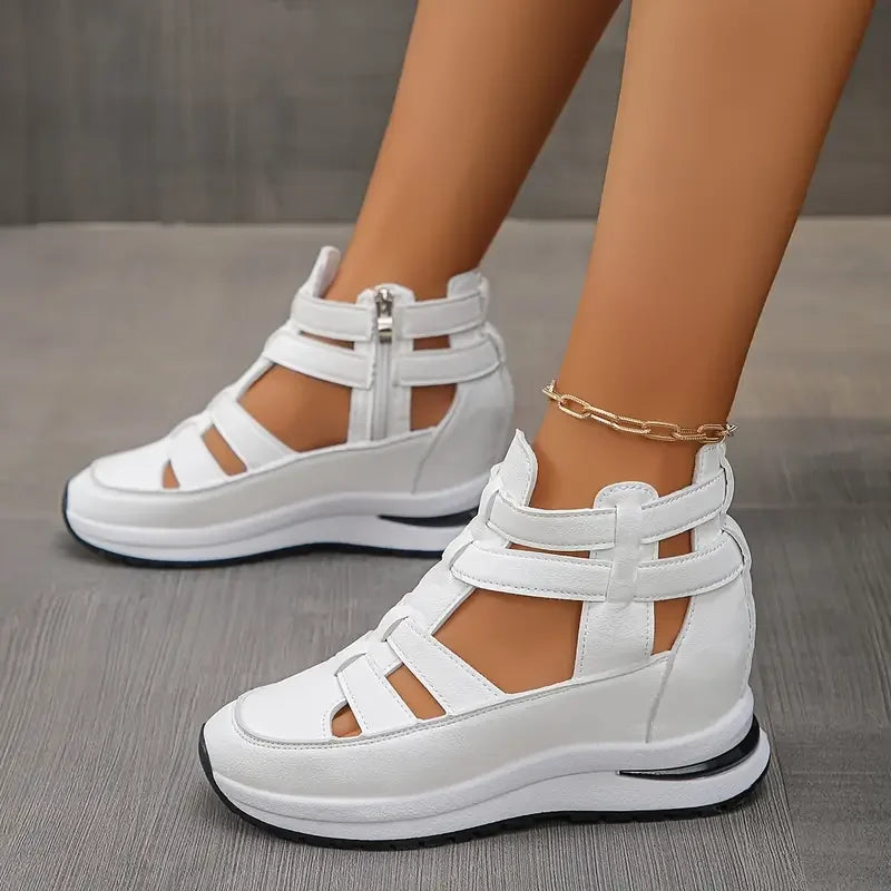Romina - Elegant and Lightweight Wedge Sandals with Side Zip