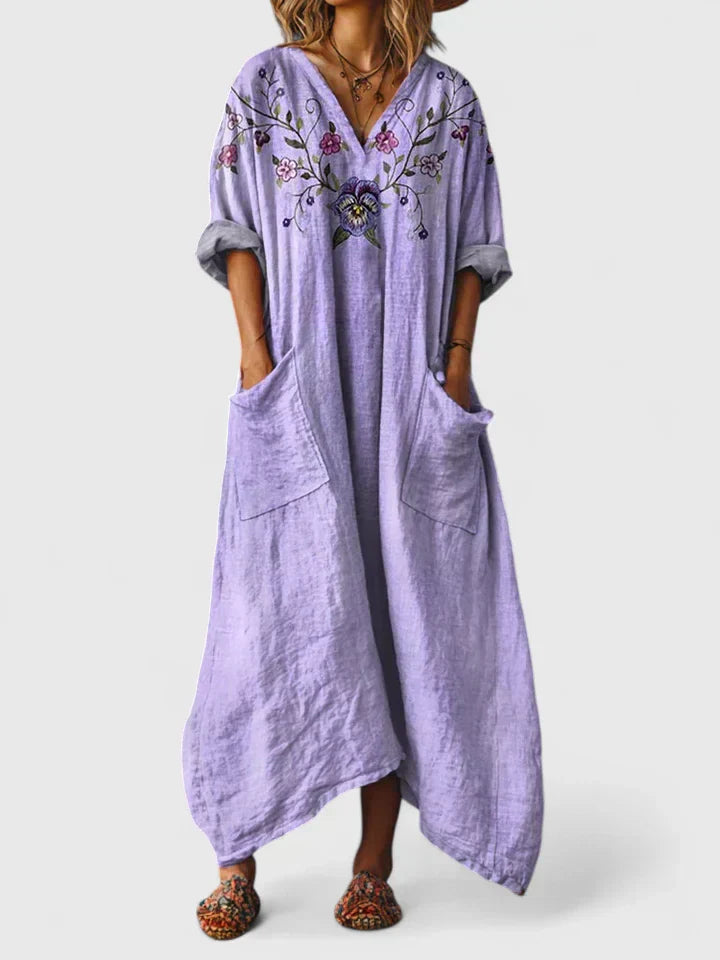 Grazelle - Elegant Bohemian Style Flowy Printed Long Dress