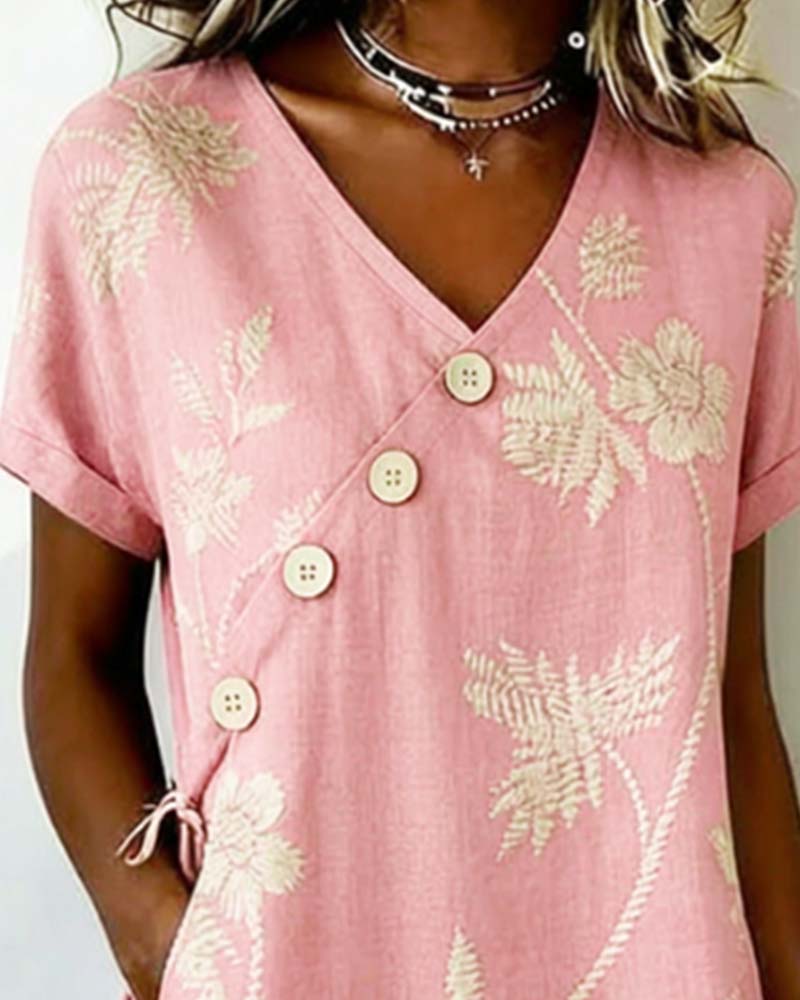 Noëlle - Robe mini femme verte à imprimé floral