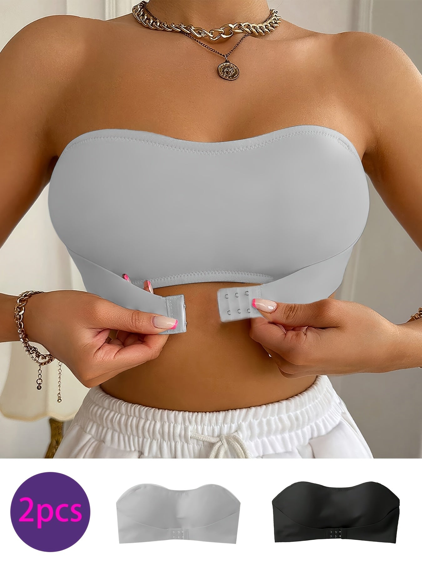 Saphira - 2-piece bandeau set without underwire or pads