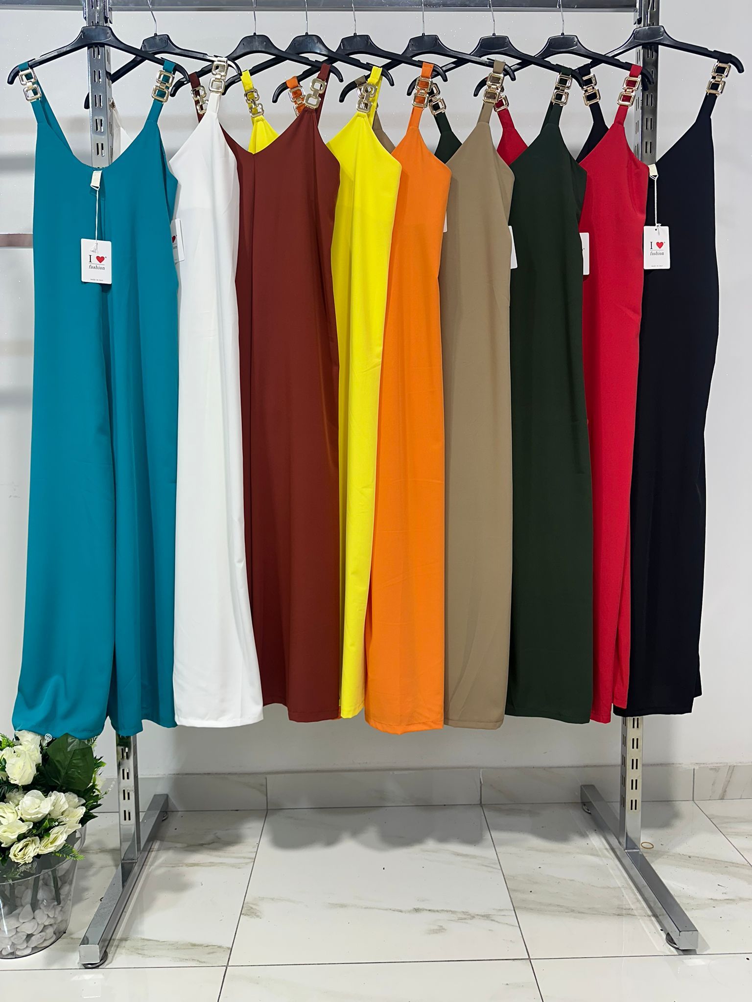 Iriana - Flowing jumpsuit with golden buckles