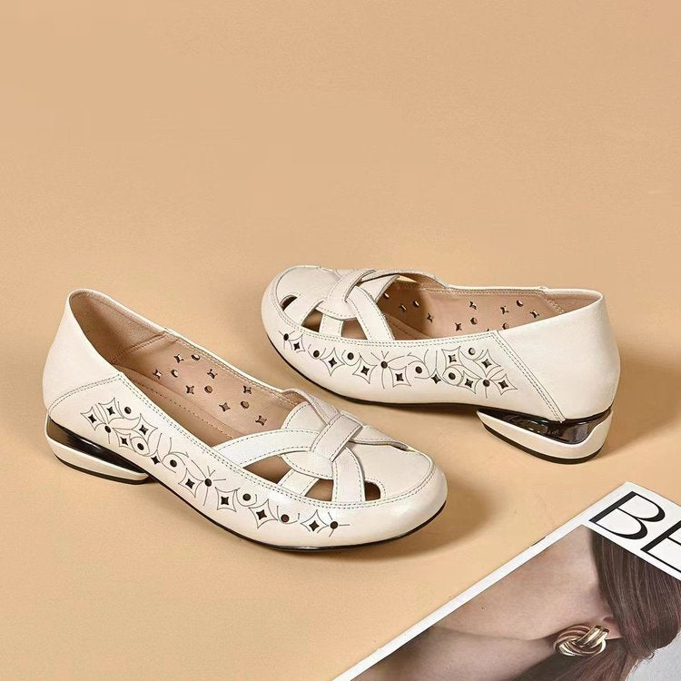 Kavrine - Women's Flat Cutout Leather Elegant Slip-On Shoes