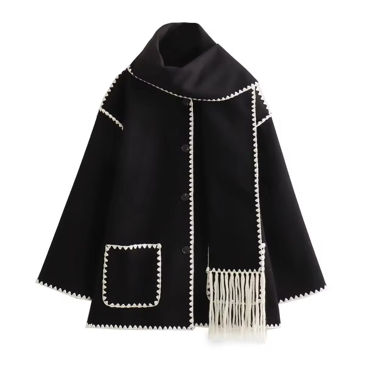 Antoinette - Elegant Coat with Round Neck and Pockets