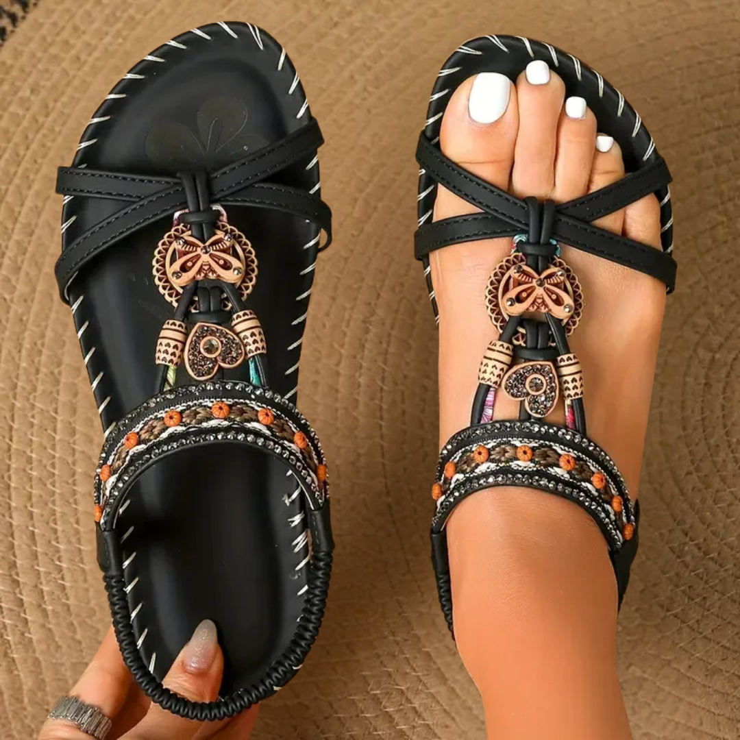 Hovira - Comfortable Bohemian Flat Sandals Ibiza Chic Style
