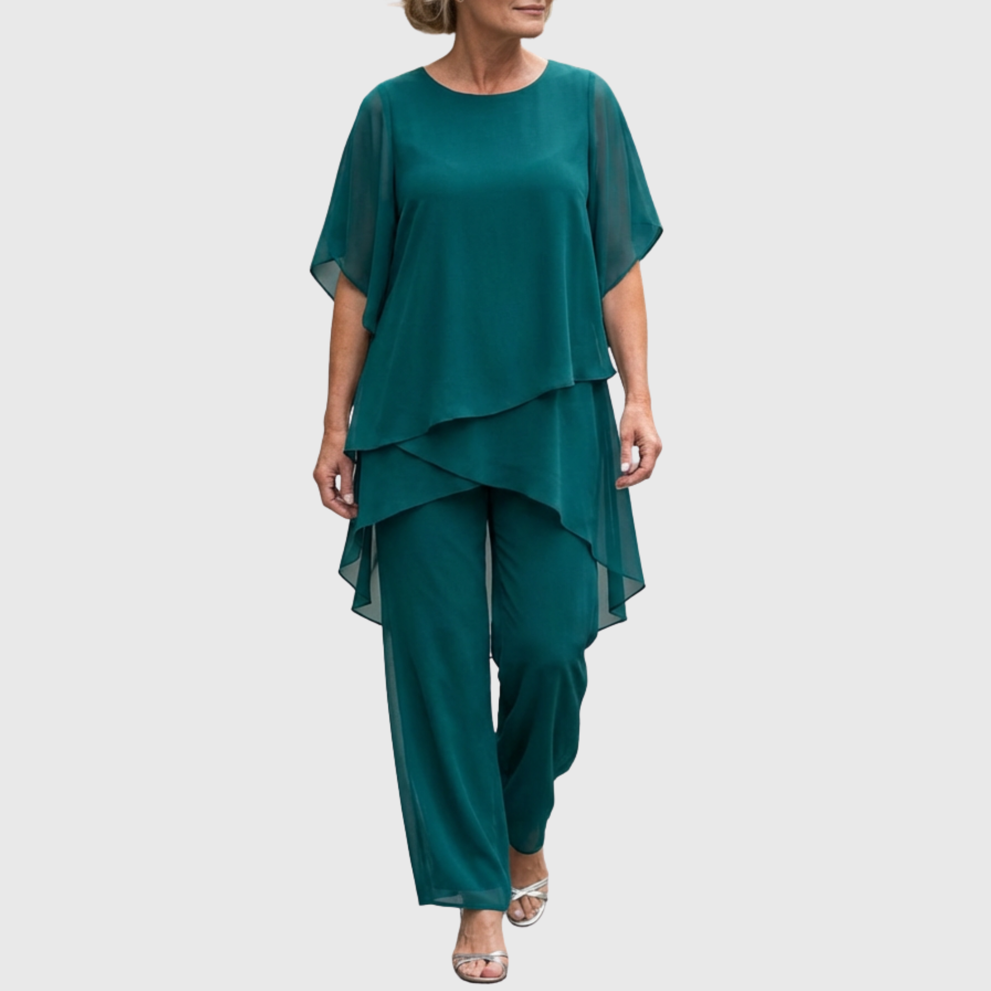 Fosira - Women's Elegant Draped Flowy Palazzo Pants Set