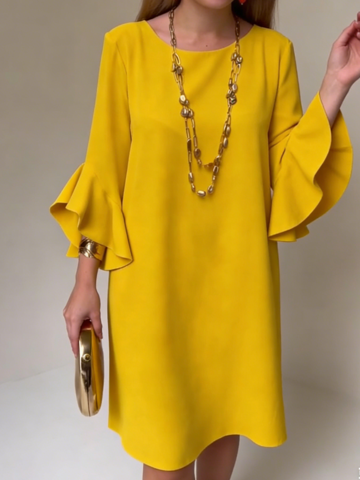 Eryza - Women's Flowy Dress Ruffle Sleeves Comfortable Fit Elegant Style