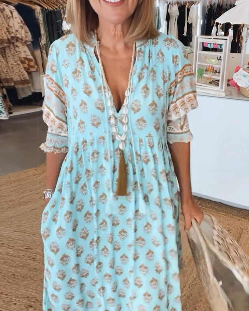Flavie - Loose Fit Casual Dress with Print