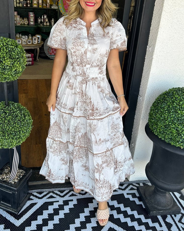 Selindra - Classic Canvas Print Maxi Dress