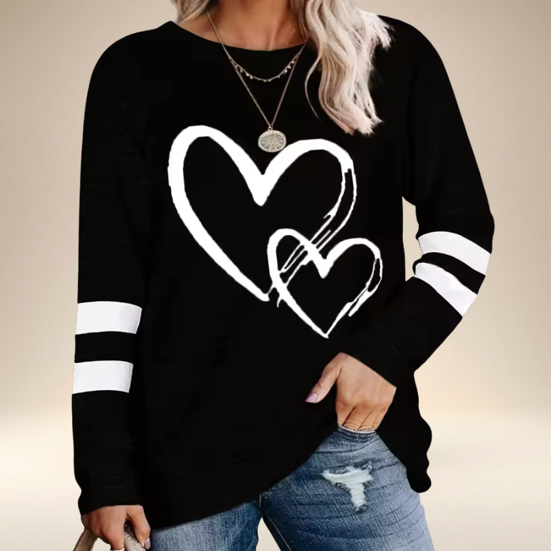 Faloria - Women's Oversized Sweatshirt with Heart Print 