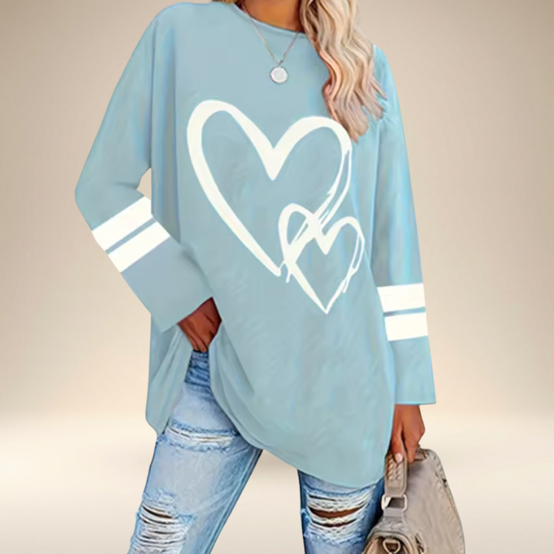 Faloria - Women's Oversized Sweatshirt with Heart Print 