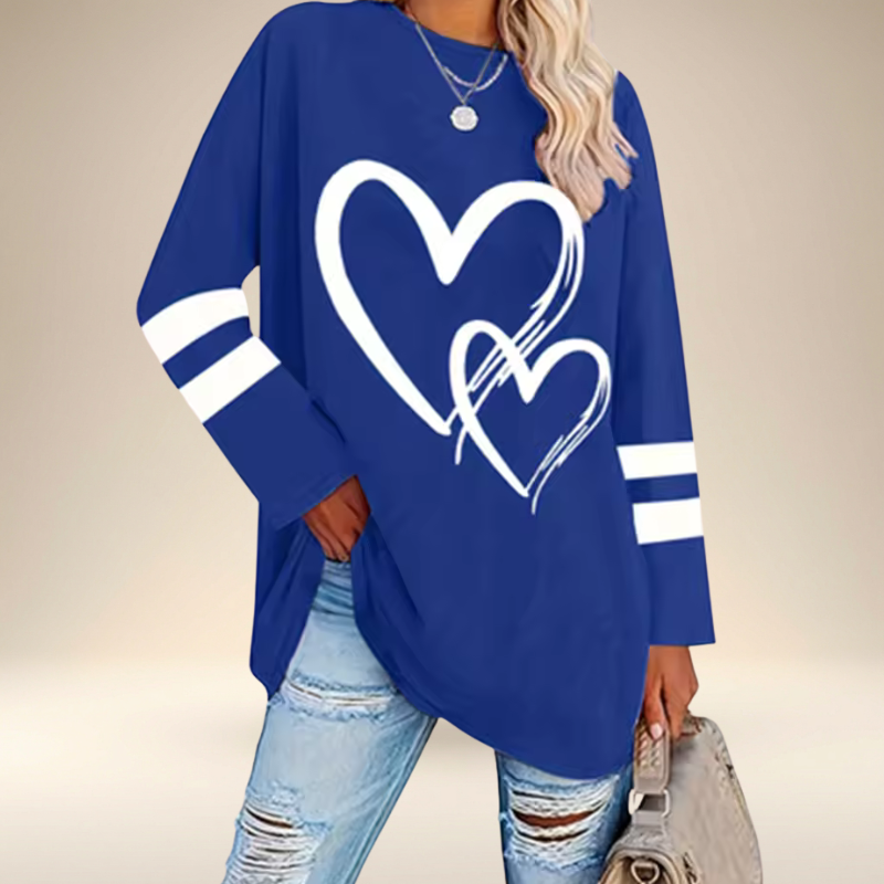 Faloria - Women's Oversized Sweatshirt with Heart Print 