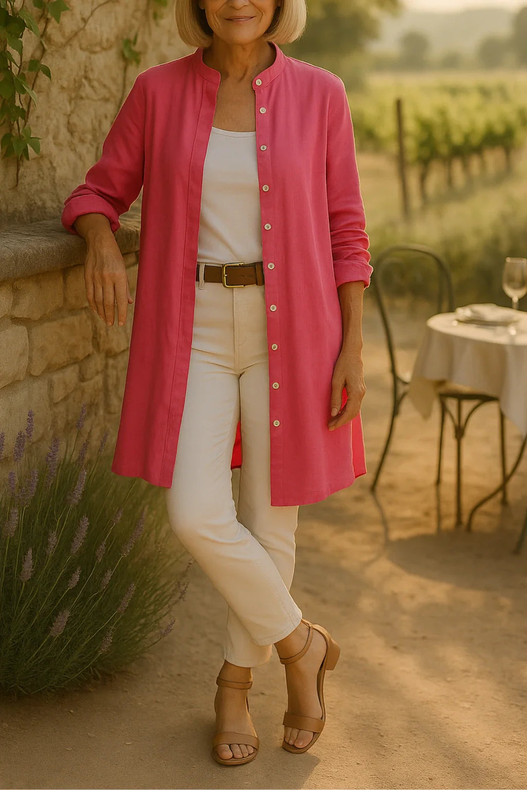 Elisca - Flared Cotton Shirt Jacket