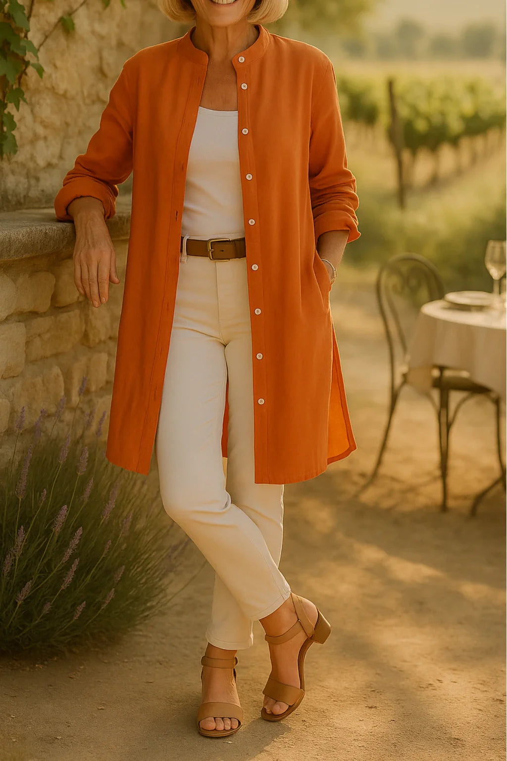 Elisca - Flared Cotton Shirt Jacket