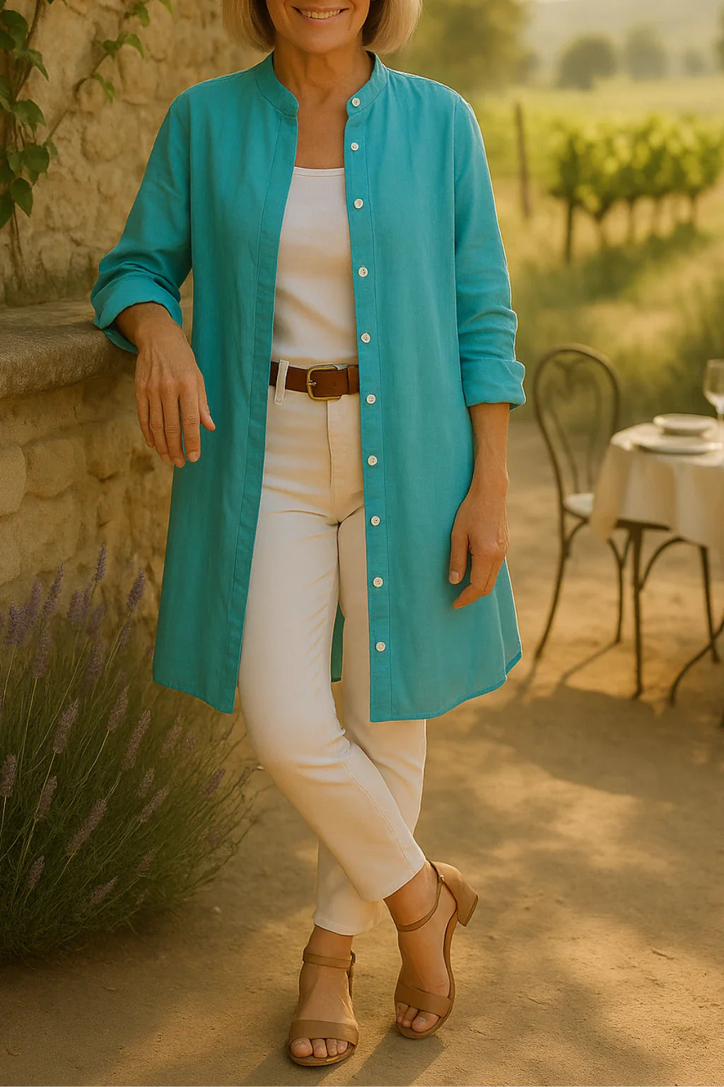 Elisca - Flared Cotton Shirt Jacket